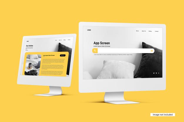 Free Unicolor Desktop Screen Mockup Psd