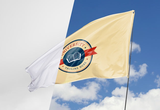 Free University Flag Concept Mock-Up Psd