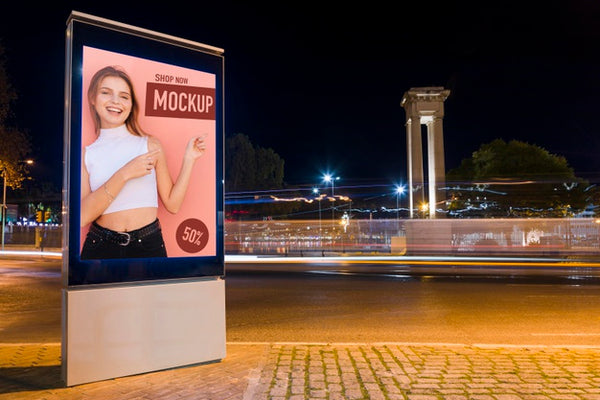 Free Urban City Lights With Sign Mock-Up Psd