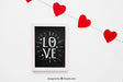 Free Valentine Elements And Frame Mockup Psd