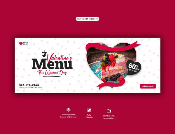 Free Valentine Food Menu And Restaurant Facebook Cover Template Psd