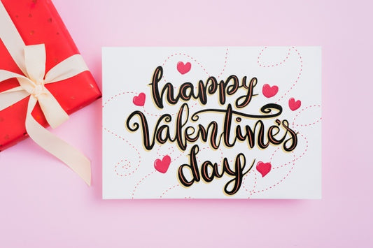 Free Valentines Card Mockup With Presents Psd