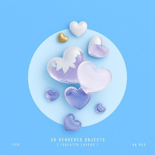 Free Valentines Day Cute Love Hearts Decorative Composition Isolated And Transparent 3D Rendering Psd