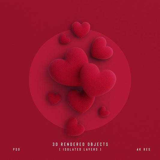 Free Valentines Day Cute Love Hearts Decorative Composition Isolated And Transparent 3D Rendering Psd
