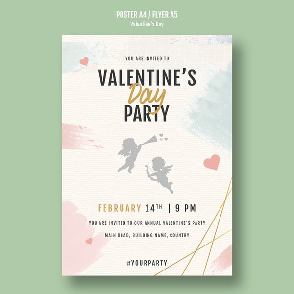 Free Valentine'S Day Party Invitation Flyer Psd