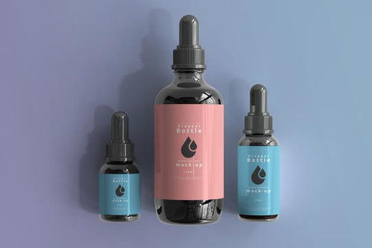 Free Various Size Dropper Bottle Mockup Scene Psd