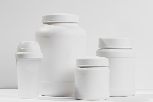 Free Various White Containers With Protein Powder Psd