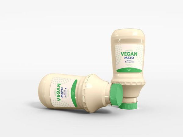 Free Vegan Mayo Glass Bottle Packaging Mockup Psd