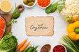 Free Veggies Frame With Organic Card Mock-Up Psd