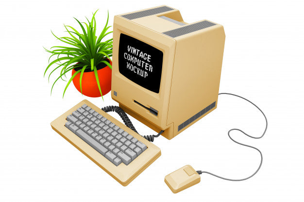 Free Vintage Computer Mock-Up Isolated Psd