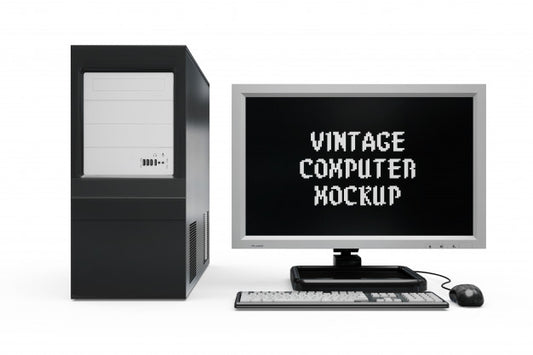 Free Vintage Computer Mock-Up Isolated Psd