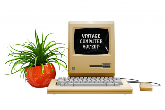 Free Vintage Computer Mock-Up Isolated Psd