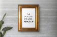 Free Vintage Golden Frame Over Wooden Wall Mockup Psd