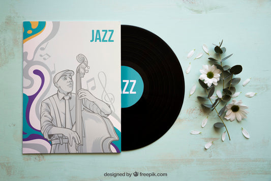 Free Vinyl Jazz Brochure Mockup Psd