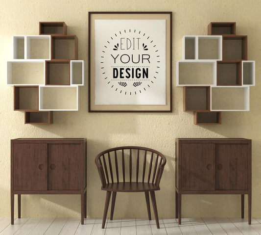 Free Wall Art Or Picture Frame In Living Room Mockup Psd