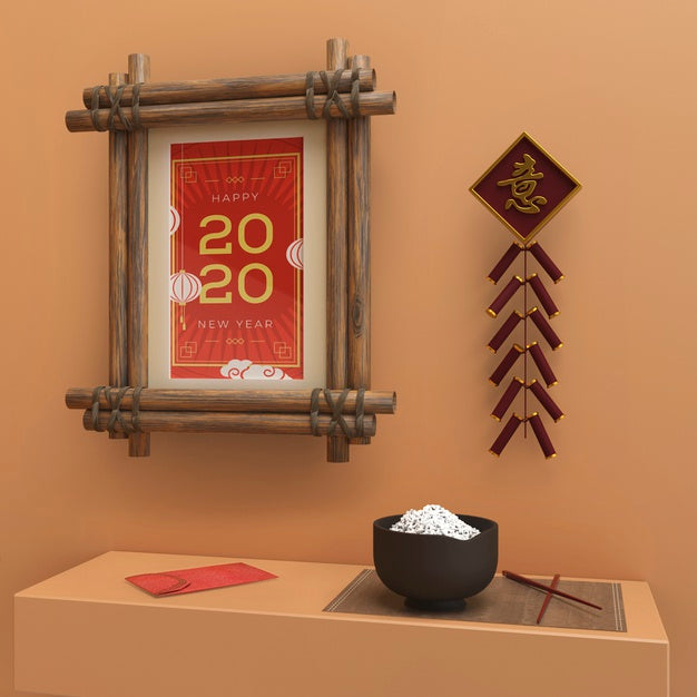 Free Wall Decorations And Table Set For New Year Psd