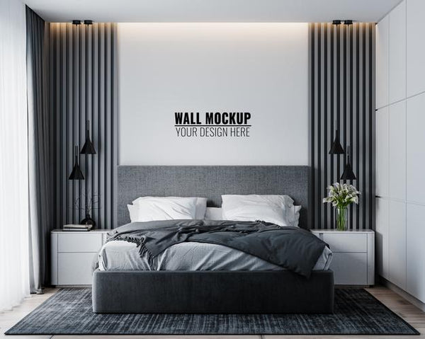 Free Wall Mockup In Bedroom Interior Psd