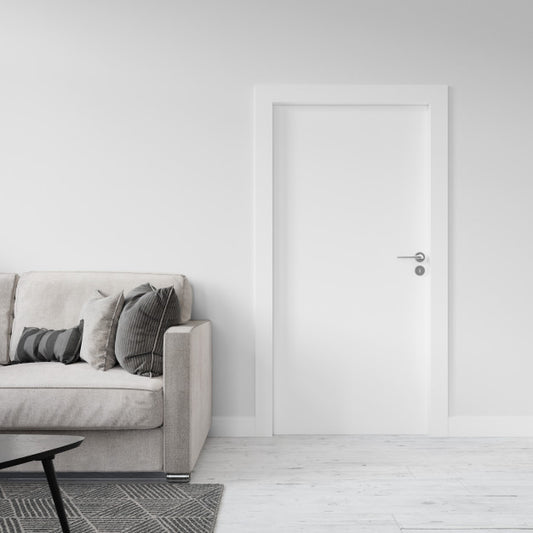 Free Wall With Blank Door Mockup Psd