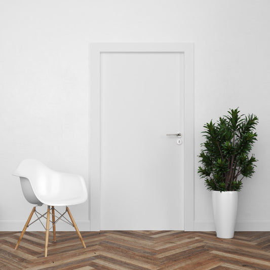 Free Wall With Blank Door Mockup Psd