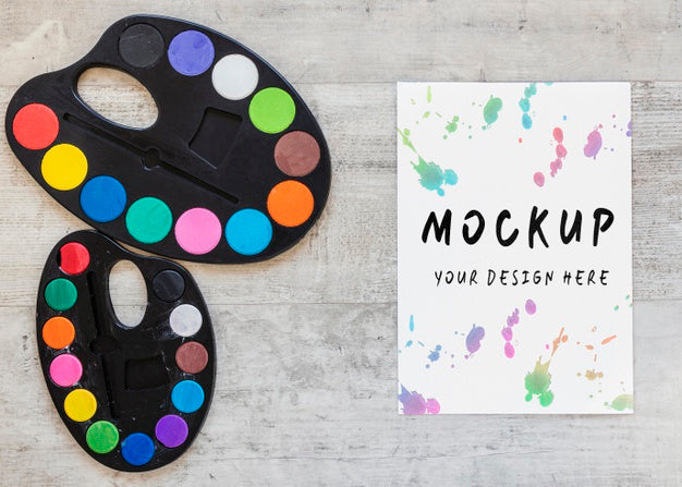 Free Watercolor Elements Composition With Mock-Up Psd