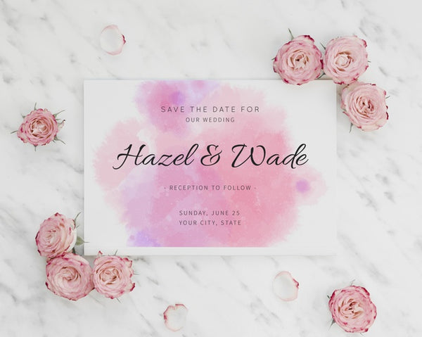 Free Watercolour Save The Date Invitation And Roses Psd