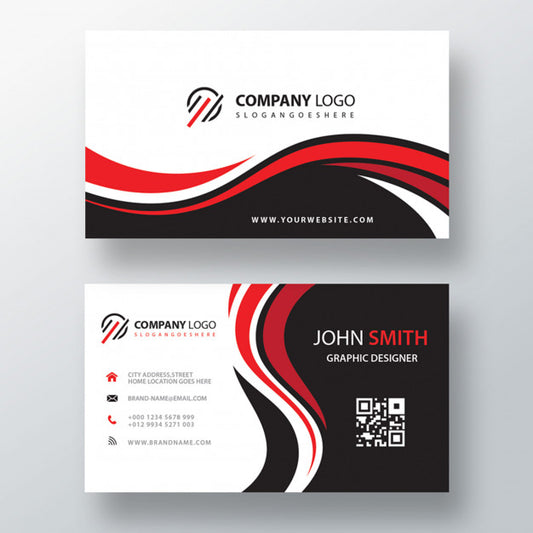 Free Wavy Red And Black Corporate Card Psd