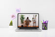 Free Website Mockup With Laptop On Desk Psd