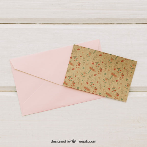 Free Wedding Card Template With Pink Envelope Psd