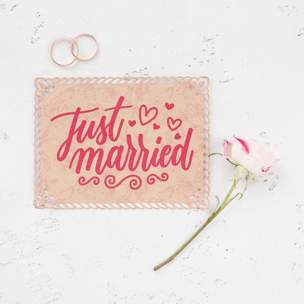 Free Wedding Concept Mock-Up With Flower Psd