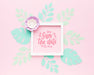 Free Wedding Frame Mock-Up With Paper Leaves On Pink Background Psd