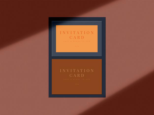 Free Wedding Invitation Card Mock-Up Design For Presentation Greeting Card Or Invitation Design With Shadow Overlay Psd