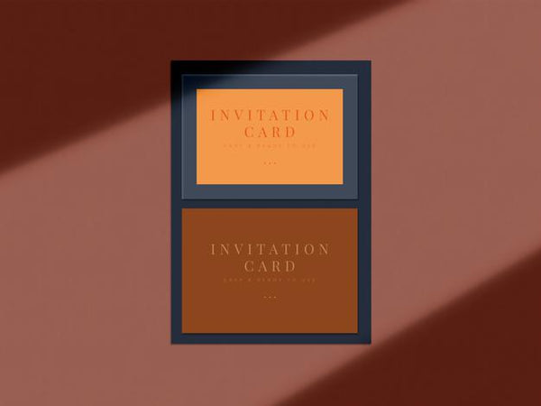 Free Wedding Invitation Card Mock-Up Design For Presentation Greeting Card Or Invitation Design With Shadow Overlay Psd