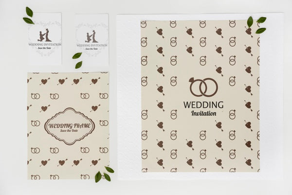 Free Wedding Invitation Cards With Flat Lay Psd