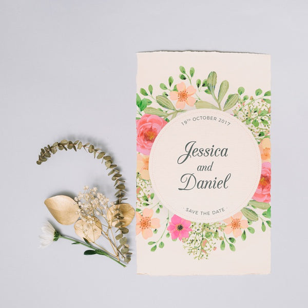 Free Wedding Invitation Mockup With Floral Concept Psd