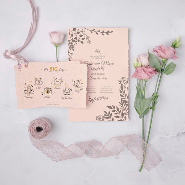 Free Wedding Invitation With Flowers Psd