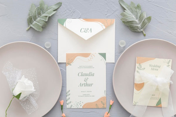 Free Wedding Invitation With Plates Psd