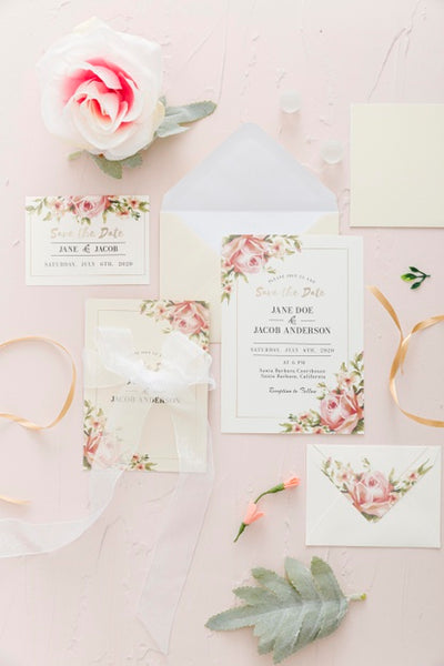 Free Wedding Invitation With Rose Psd