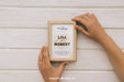 Free Wedding Mock Up With Hands And Wooden Frame Psd