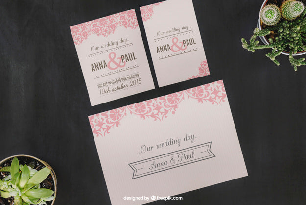 Free Wedding Mockup With Plants Psd