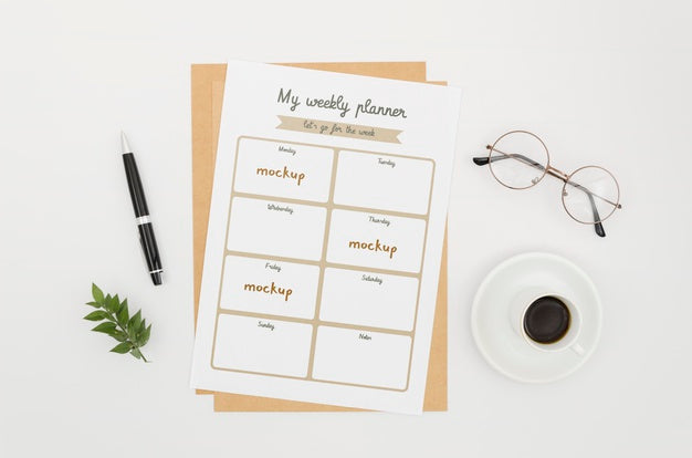 Free Weekly Planner Botanical Mock-Up Psd
