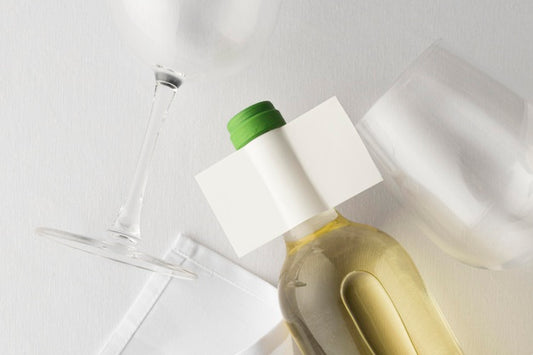 Free Wine Bottle Label  And Glass Mock Up Flat Lay Psd
