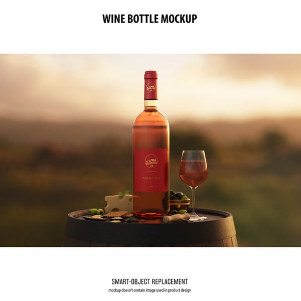 Free Wine Bottle Mockup Psd