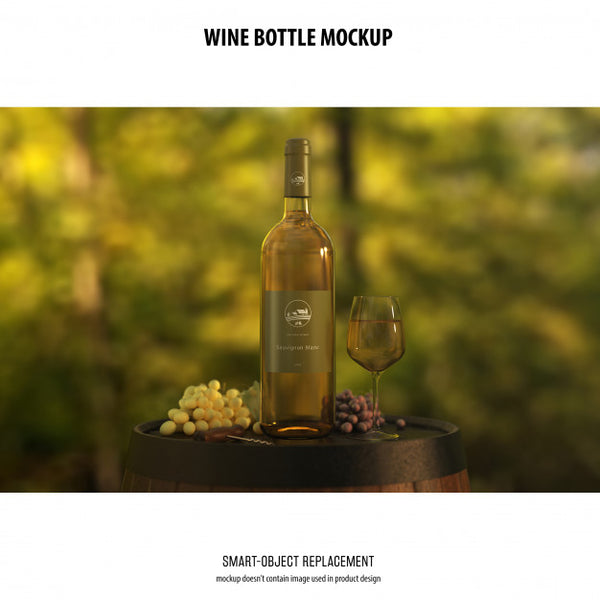 Free Wine Bottle Mockup Psd