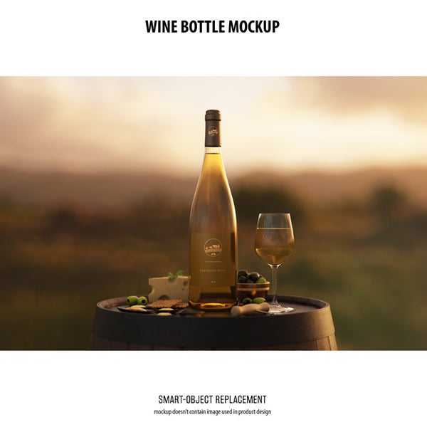 Free Wine Bottle Mockup Psd