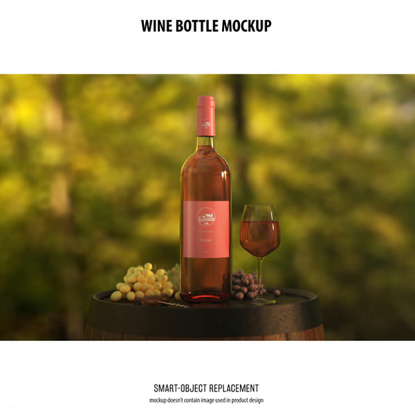 Free Wine Bottle Mockup Psd