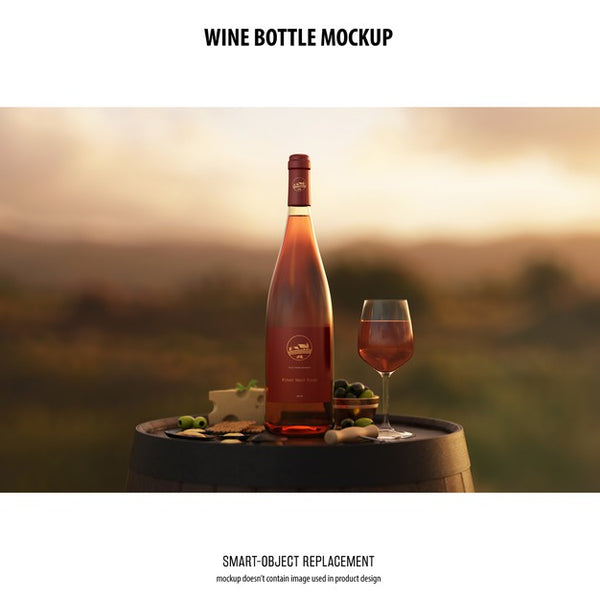 Free Wine Bottle Mockup Psd