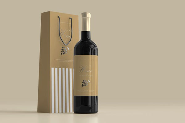 Free Wine Bottle Mockup With Bag Psd