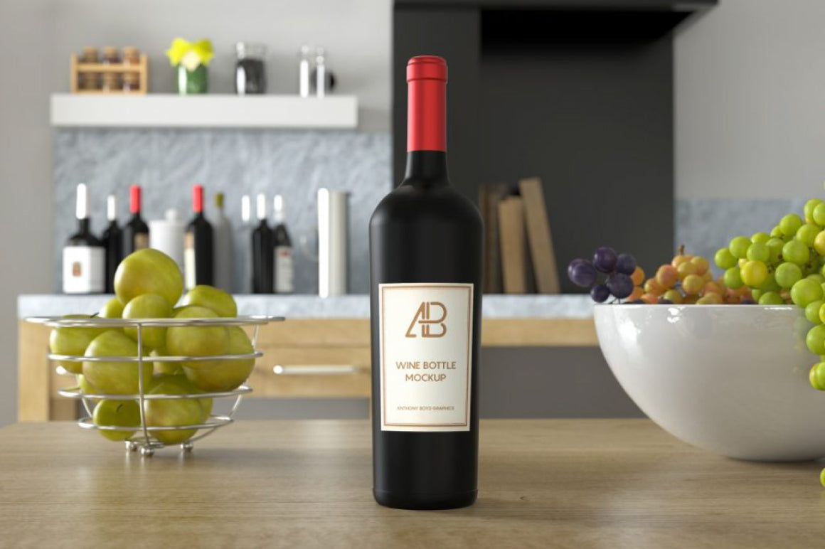 Free Wine Bottle Psd Mockup