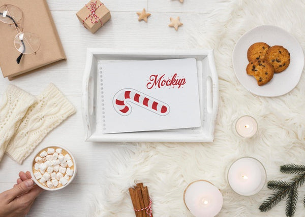 Free Winter Hygge Assortment With Card Mock-Up Psd