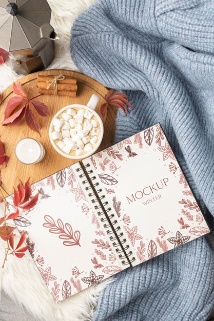 Free Winter Hygge Assortment With Notebook Mock-Up Psd